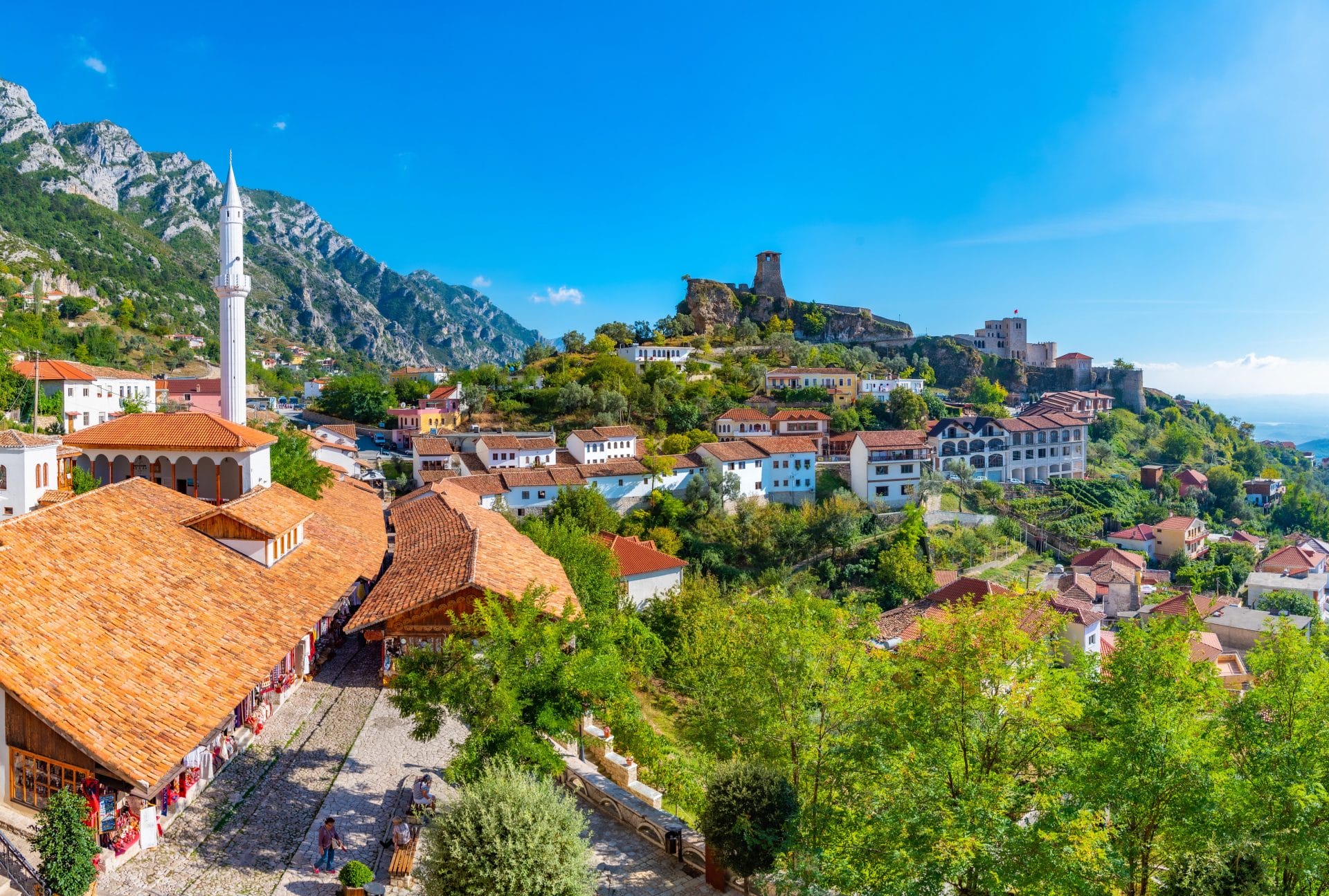 Historic Kruje Castle perched on the mountain